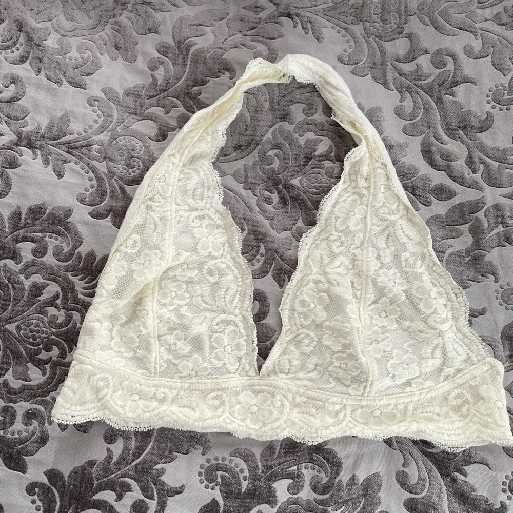 Gallon Lace Halter Bra by Free People in beige/cream- barely worn like new